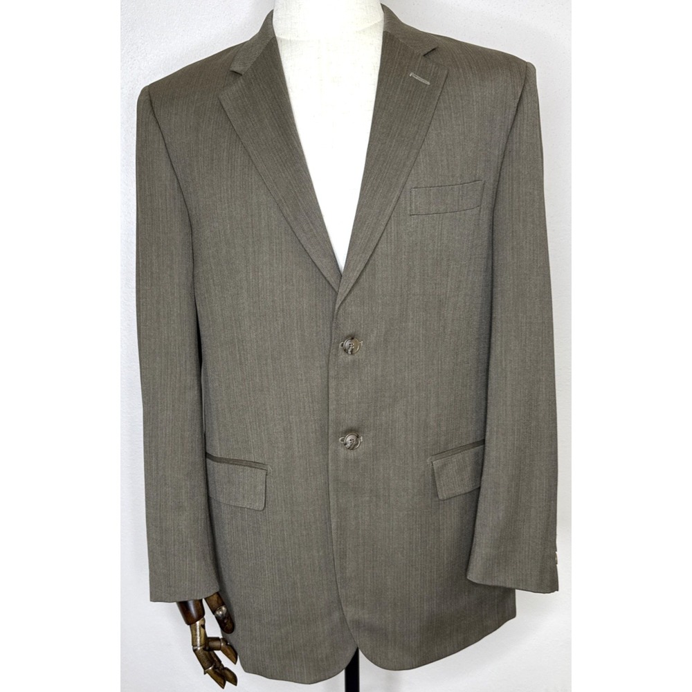 Principe Wool Cashmere Blazer Men 42R Light‎ Brown Herringbone 2 Button Italy